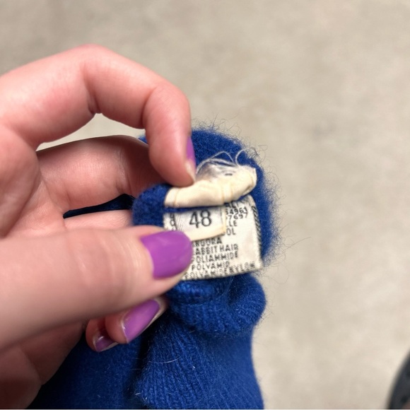 Vintage Benetton Made in Italy Blue Wool Rabbit Hair Sweater Vest Size EU 48 - Picture 5 of 11